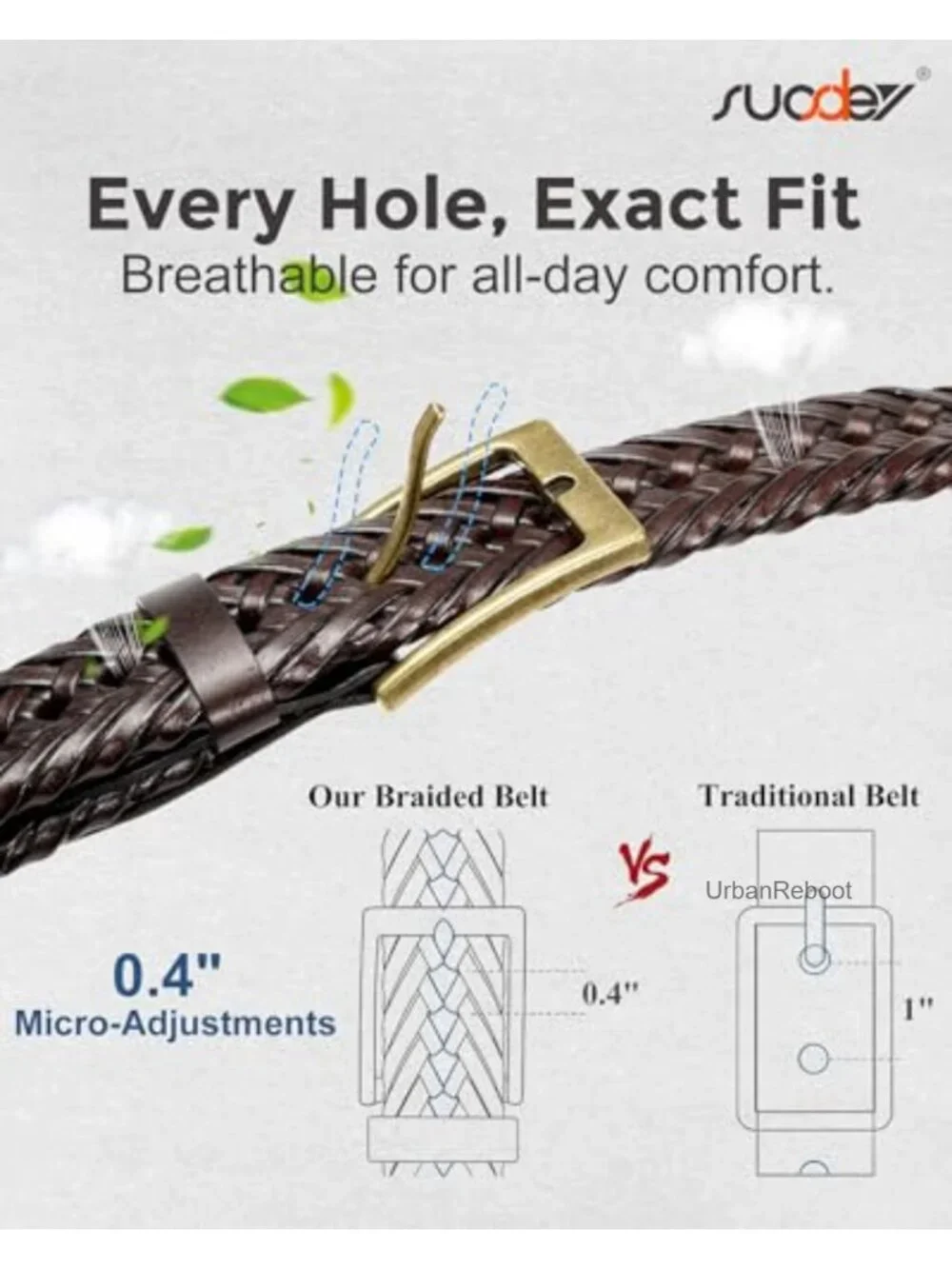 Men's Genuine Leather Braided Woven Belt Casual Dress Belt 1.2